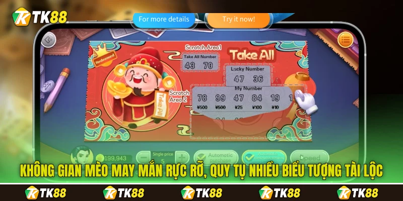 Không gian mèo may mắn rực rỡ, quy tụ nhiều biểu tượng tài lộc